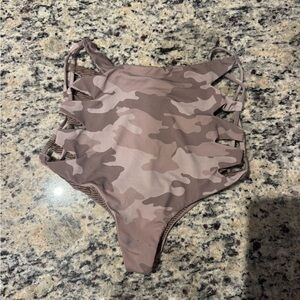 FLAWED Acacia Swimwear Brown Camo High waisted bottoms